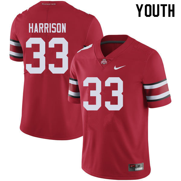 Ohio State Buckeyes Zach Harrison Youth #33 Red Authentic Stitched College Football Jersey